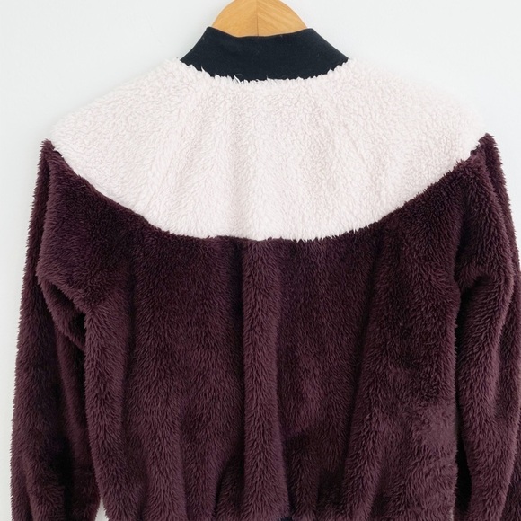 Nike Athletic Sherpa Wolf Teddy Zip Up Long Sleeves Bomber Jacket Size Small - Picture 10 of 16